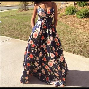 Floral, Long Prom Dress